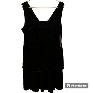 S.L. Fashions Black Beaded Evening Dress/Plus Size - 22W